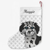 Blue Merle Mini Goldendoodle Dog Head & Name Kleiner Weihnachtsstrumpf (Rückseite)