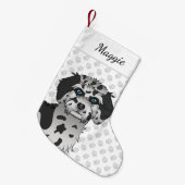 Blue Merle Mini Goldendoodle Dog Head & Name Kleiner Weihnachtsstrumpf (Vorderansicht (hängend))