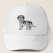 Blue Merle Mini Goldendoodle Niedlicher Cartoon Do Truckerkappe (Vorderseite)