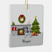 Blue Merle Mini Goldendoodle - Weihnachtssaal Keramikornament (Rechts)