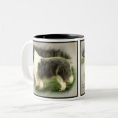 Blue Merle Rough Collie Geschenke Zweifarbige Tasse (Vorderseite Links)