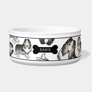 Blue Merle Rough Collie Hunde Muster & Name Napf