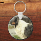 Blue Merle Rough Collie Kunst Schlüsselanhänger (Vorderseite)