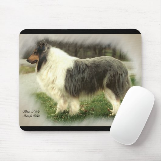 Blue Merle Rough Collie Kunstgiesserei Mousepad (Mit Mouse)