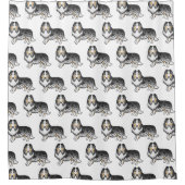 Blue Merle Rough Collie Niedlich Cartoon Dog Muste Duschvorhang (Vorderseite)