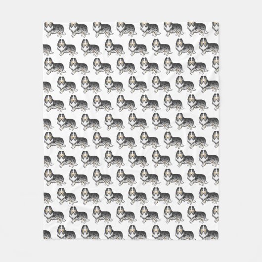 Blue Merle Rough Collie Niedlich Cartoon Dog Muste Fleecedecke (Vorderseite)