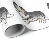 Blue Merle Rough Collie Niedlich Cartoon Dog Muste Geschenkpapier (Rolleneckpunkt)