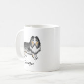 Blue Merle Rough Collie Niedlich Cartoon Dog & Nam Kaffeetasse (Vorderseite Links)