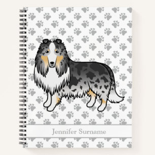 Blue Merle Rough Collie Niedlich Cartoon Dog & Nam Notizblock