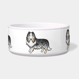 Blue Merle Rough Collie Niedlich Cartoon Dog Napf