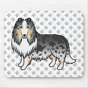 Blue Merle Rough Collie Niedlich Cartoon Dog & Paw Mousepad