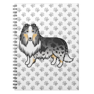 Blue Merle Rough Collie Niedlich Cartoon Dog & Paw Notizblock
