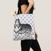 Blue Merle Rough Collie Niedlich Cartoon Dog & Paw Tasche (Von Nahem)