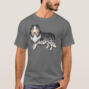 Blue Merle Rough Collie Niedlich Cartoon Dog T-Shirt