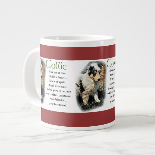 Blue Merle Rough Collie Puppy Jumbo-Tasse (Vorderseite Links)