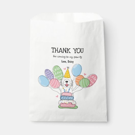 Blue Merle Sheepadoodle Birthday Party Geschenktütchen (Vorderseite)