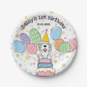 Blue Merle Sheepadoodle Hund Geburtstag Pappteller