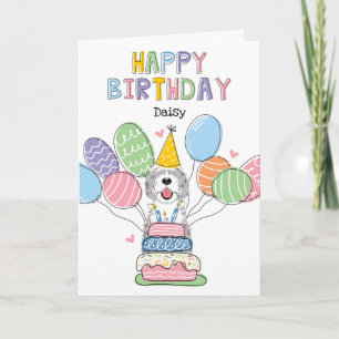 Blue Merle Sheepadoodle Hund Happy Birthday Karte