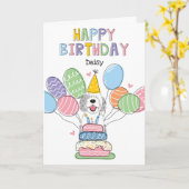 Blue Merle Sheepadoodle Hund Happy Birthday Karte (Gelbe Blume)
