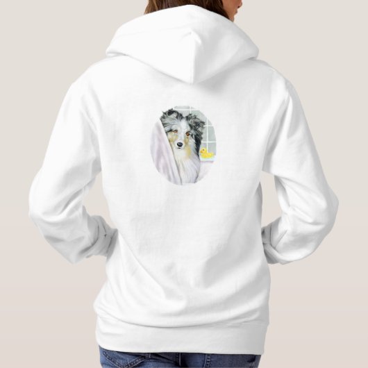 Blue Merle Sheltie Bath Hoodie (Rückseite)