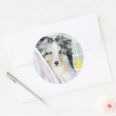 Blue Merle Sheltie Bath Runder Aufkleber (Umschlag)