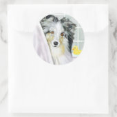 Blue Merle Sheltie Bath Runder Aufkleber (Tasche)
