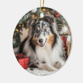 Blue Merle Sheltie Christmas Keramik Ornament (Links)
