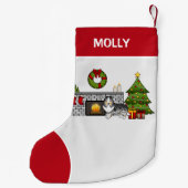 Blue Merle Sheltie Dog in einem Weihnachtszimmer u Kleiner Weihnachtsstrumpf (Rückseite)