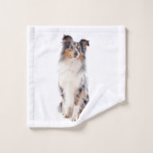 Blue Merle Sheltie Mama Badetuch Set (Waschlappen)
