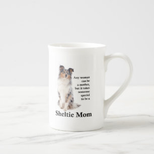 Blue Merle Sheltie Mama Knochen China Tasse