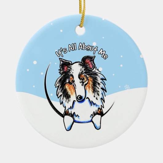 Blue Merle Sheltie sein Alles über Weihnachten Keramik Ornament (Vorne)