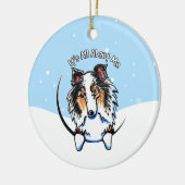 Blue Merle Sheltie sein Alles über Weihnachten Keramik Ornament (Links)