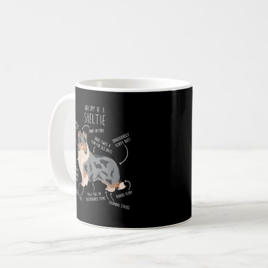 Blue Merle Sheltie Shetland Sheepdog Anatomie, Fun Kaffeetasse (Vorderseite Links)