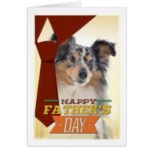 Blue Merle Sheltie Vatertag Card