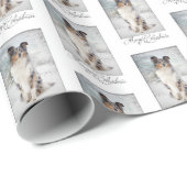 Blue Merle Sheltie Weihnachtswrapping Paper Geschenkpapier (Rolleneckpunkt)