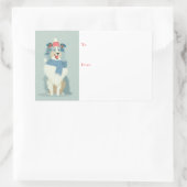Blue Merle Sheltie Winter Geschenk Rechteckiger Aufkleber (Tasche)
