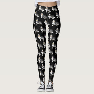 Blue Merle Shetland Sheepdog Cartoon Dog Muster Leggings