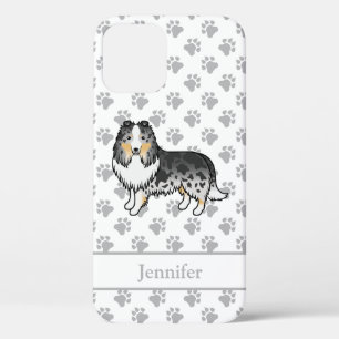 Blue Merle Shetland Sheepdog Cartoon Dog & Name Case-Mate iPhone Hülle