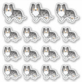 Blue Merle Shetland Sheepdog Cartoon Hunde Aufkleber (Vorderseite)