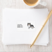 Blue Merle Shetland Sheepdog Hund & Custom Text Adressaufkleber (Insitu)