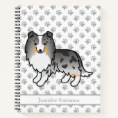 Blue Merle Shetland Sheepdog Hund & Custom Text Notizblock (Vorderseite)