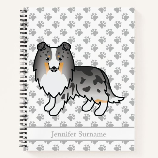 Blue Merle Shetland Sheepdog Hund & Custom Text Notizblock (Vorderseite)