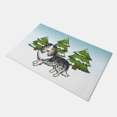 Blue Merle Shetland Sheepdog im Winterwald Fußmatte (Schrägansicht)