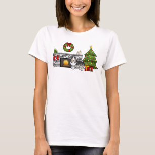 Blue Merle Shetland Sheepdog in einem Weihnachtszi T-Shirt