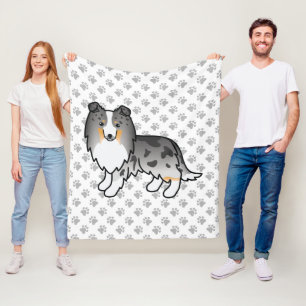 Blue Merle Shetland Sheepdog Sheltie Cartoon Dog Fleecedecke