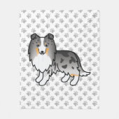 Blue Merle Shetland Sheepdog Sheltie Cartoon Dog Fleecedecke (Vorderseite)