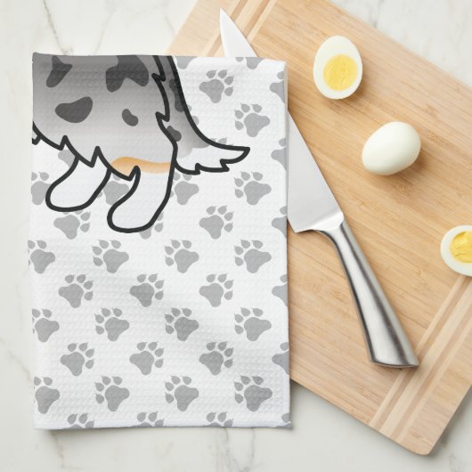 Blue Merle Shetland Sheepdog Sheltie Cartoon Dog Geschirrtuch (Viertel Falte)