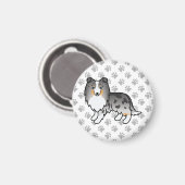 Blue Merle Shetland Sheepdog Sheltie Cartoon Dog Magnet (Vorderseite/Rückseite)