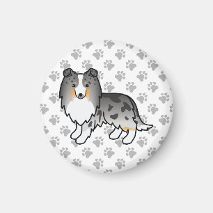 Blue Merle Shetland Sheepdog Sheltie Cartoon Dog Magnet