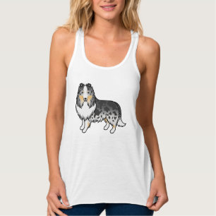 Blue Merle Shetland Sheepdog Sheltie Cartoon Dog Tank Top